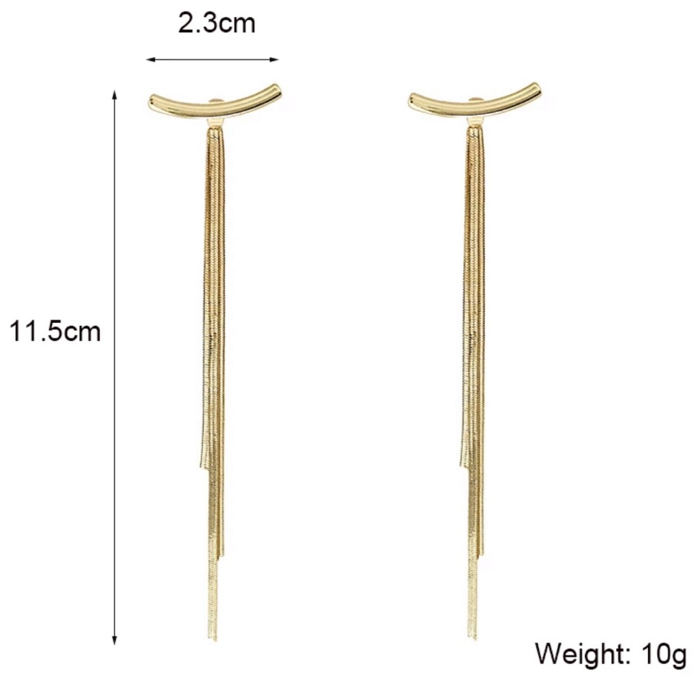 NEW 18K Yellow Gold Long Tassel Earrings - Picture 3 of 6